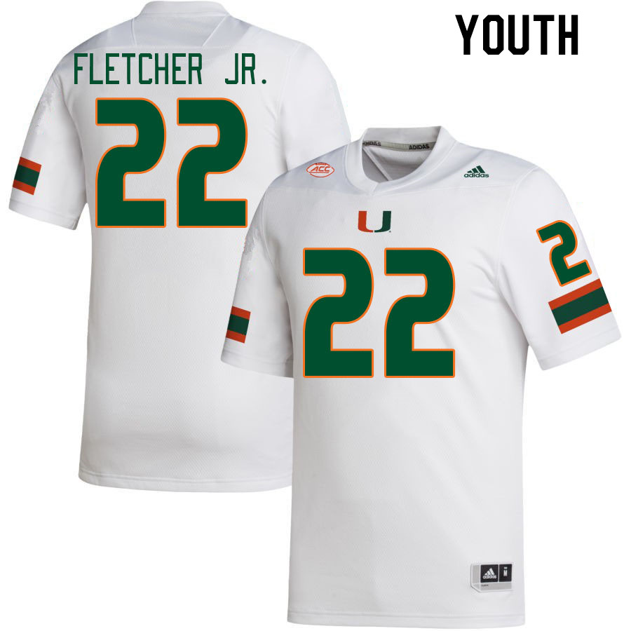 Youth #22 Mark Fletcher Jr. Miami Hurricanes College Football Jerseys Stitched Sale-White